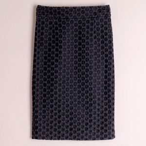 NWoT J.Crew Eyelet Pencil Skirt in navy cotton